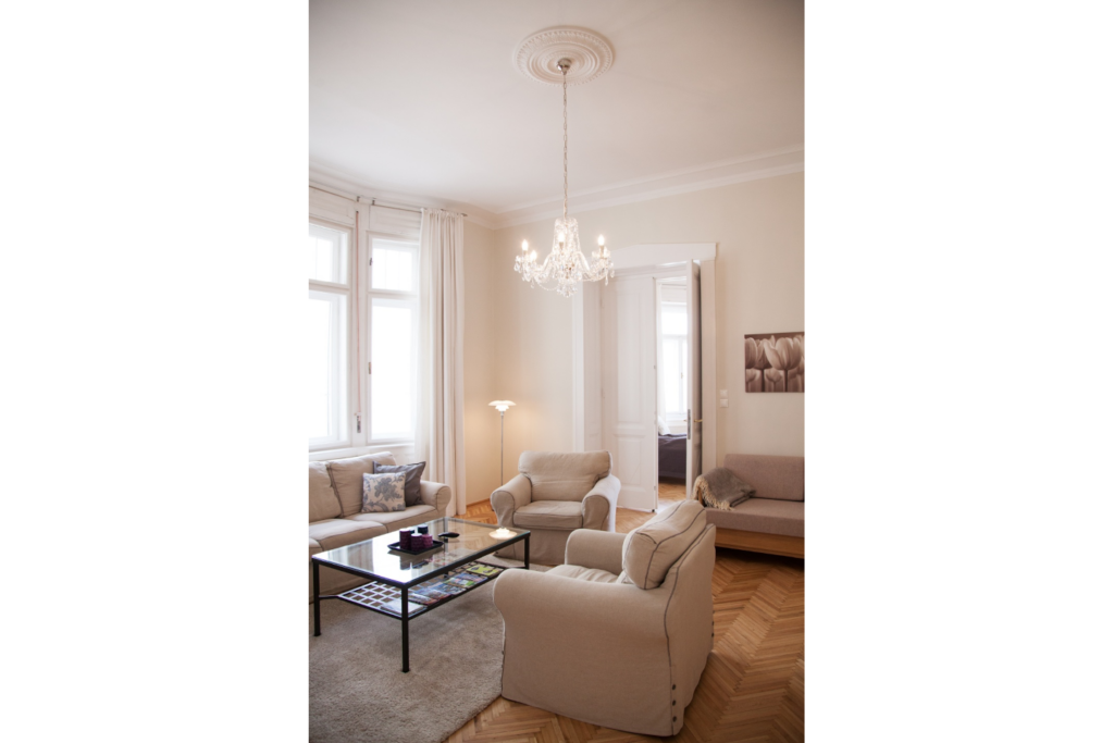 Budapest City Apartment woonkamer, Vakantiewoning Boedapest