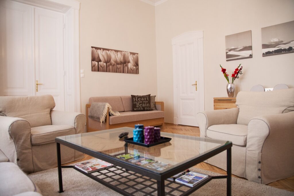 Budapest City Apartment woonkamer, Vakantiehuis Boedapest